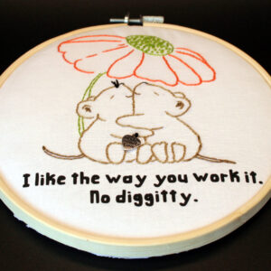 6-Inch embroidery hoop with image and text