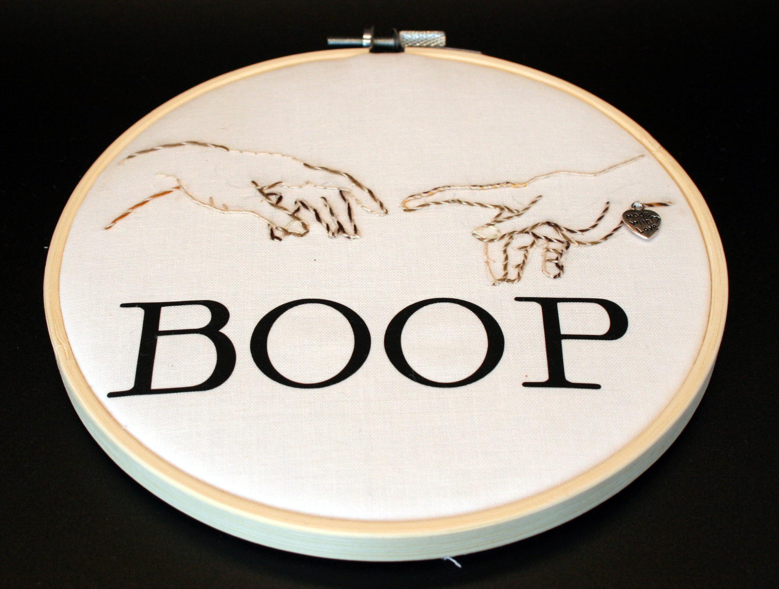 6-Inch embroidery hoop with image and text