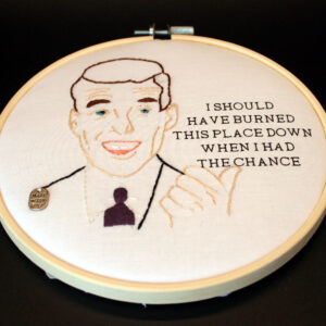 6-Inch embroidery hoop with image and text