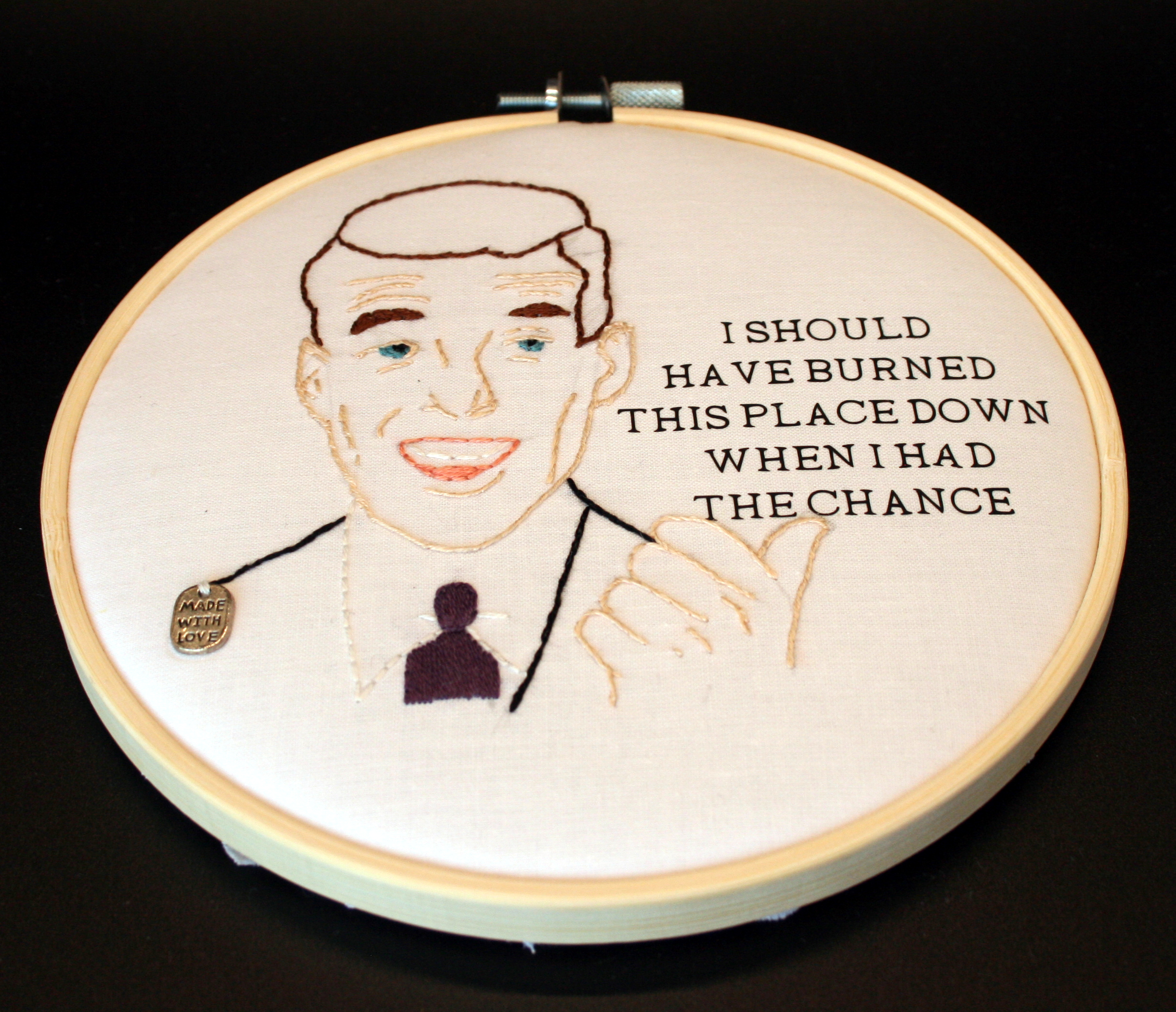 6-Inch embroidery hoop with image and text