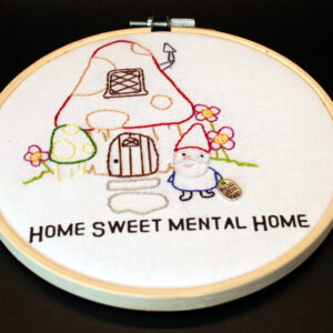 6-Inch embroidery hoop with image and text
