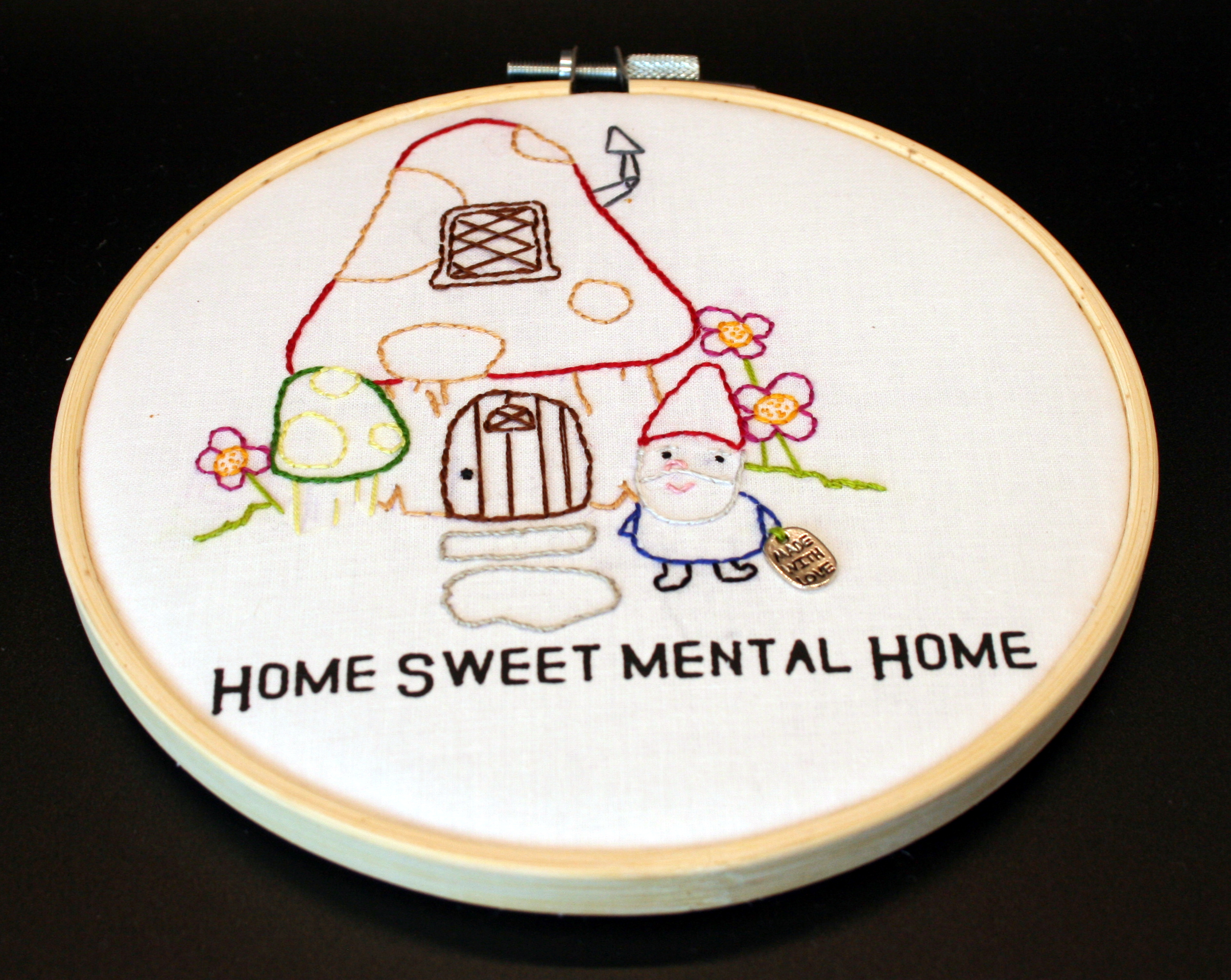 6-Inch embroidery hoop with image and text