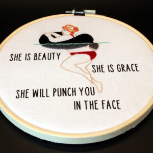 6-Inch embroidery hoop with image and text